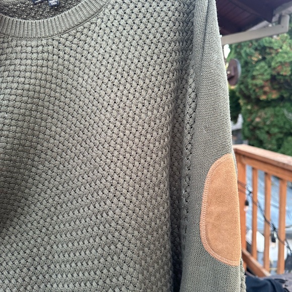 Rugby elbows green knit thin long sleeve sweater - Picture 8 of 10